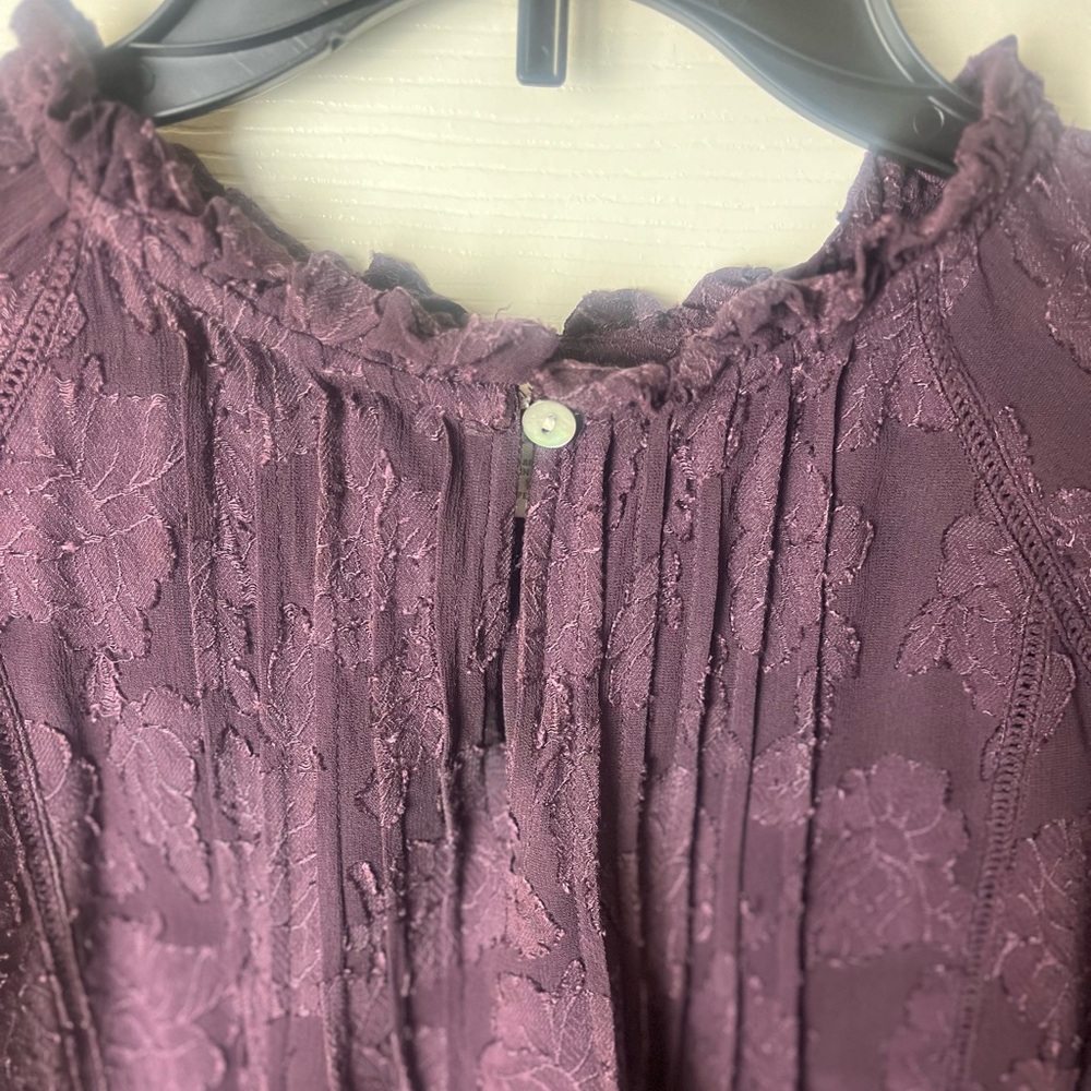 J. Jill Plum Textured Floral Pintuck Top